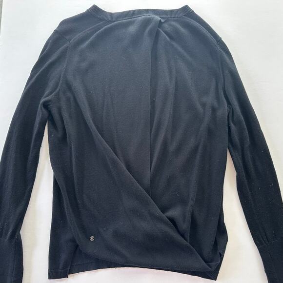 Lululemon Bring It Backbend Sweater Black Size 6 Open Back Tencel Bamboo - Picture 4 of 7